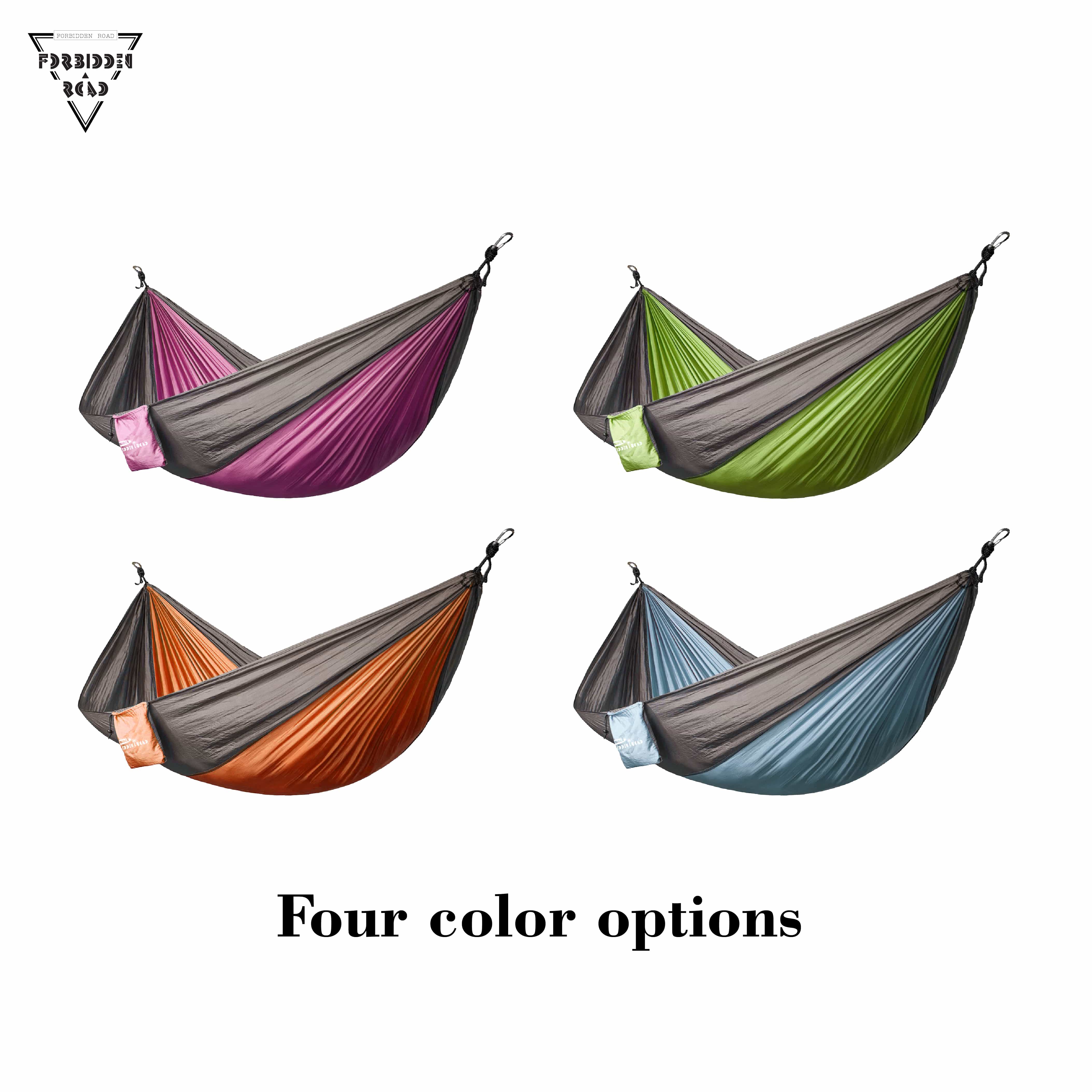 Buy Forbidden Road Single & Double Hammock for Camping Garden 210D Nylon  Support 500lbs Ropes Carabiners Included - Green Online from JBM Gear