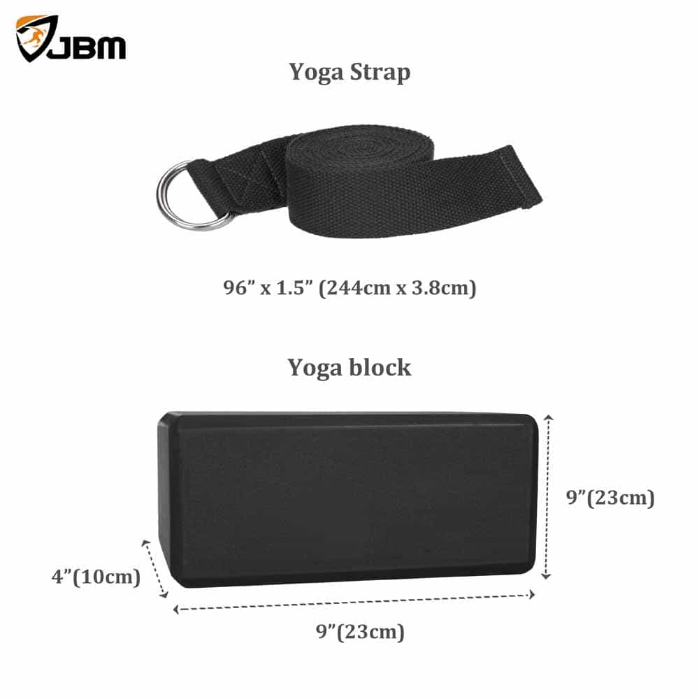 Buy JBM Yoga Block plus strap with Metal D-Ring Black Online from 