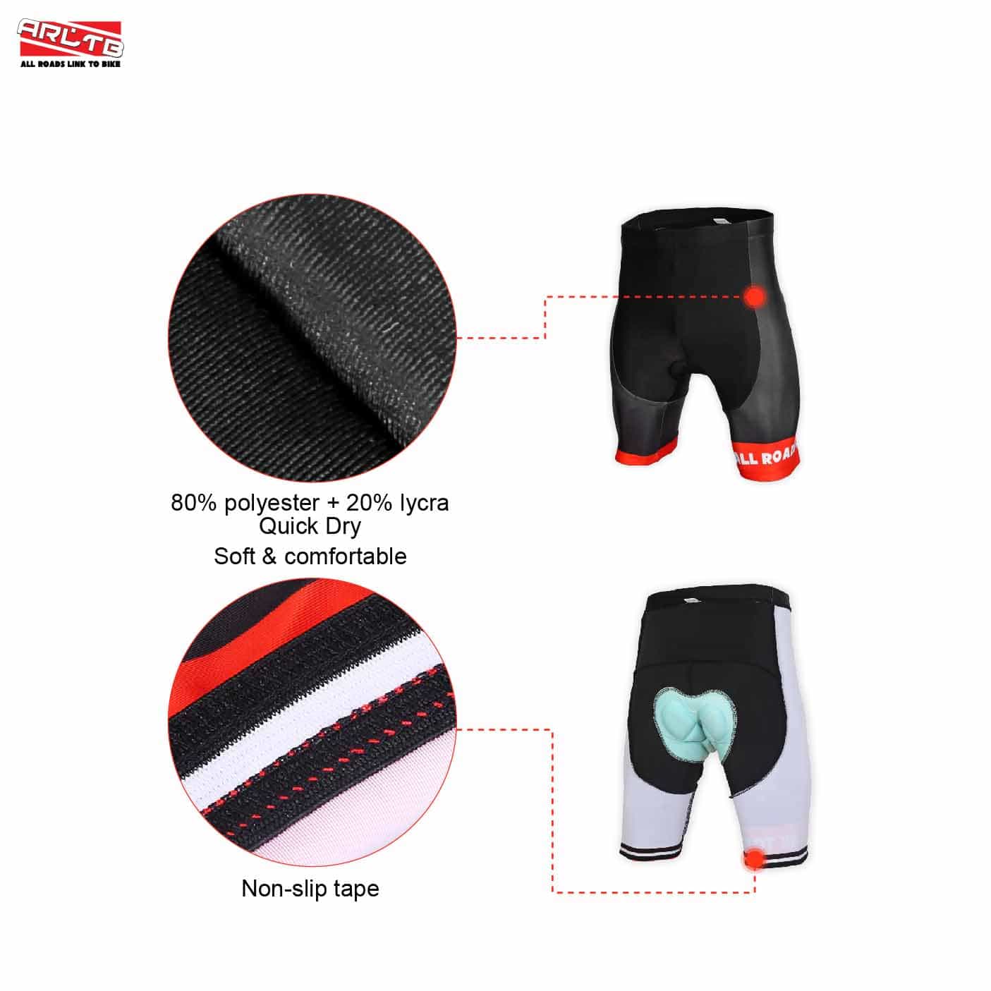 Arltb Bike Shorts 5 Sizes Men Women Gel Padded Cycling Bicycle Compression Cycle Touring Shorts Tights Underwear Pants Elastic Breathable for Mountain Bike MTB Cycle Road Bike BMX Motorcycle 03 1