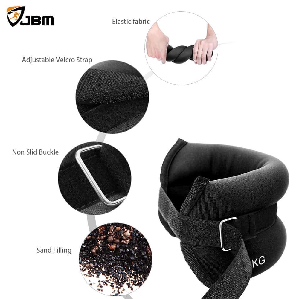 JBM Adjustable Ankle Weights Wrist Leg Weights with Double Adhesive Straps  for Walking Jogging Gym Fitness Exercise Gymnastics