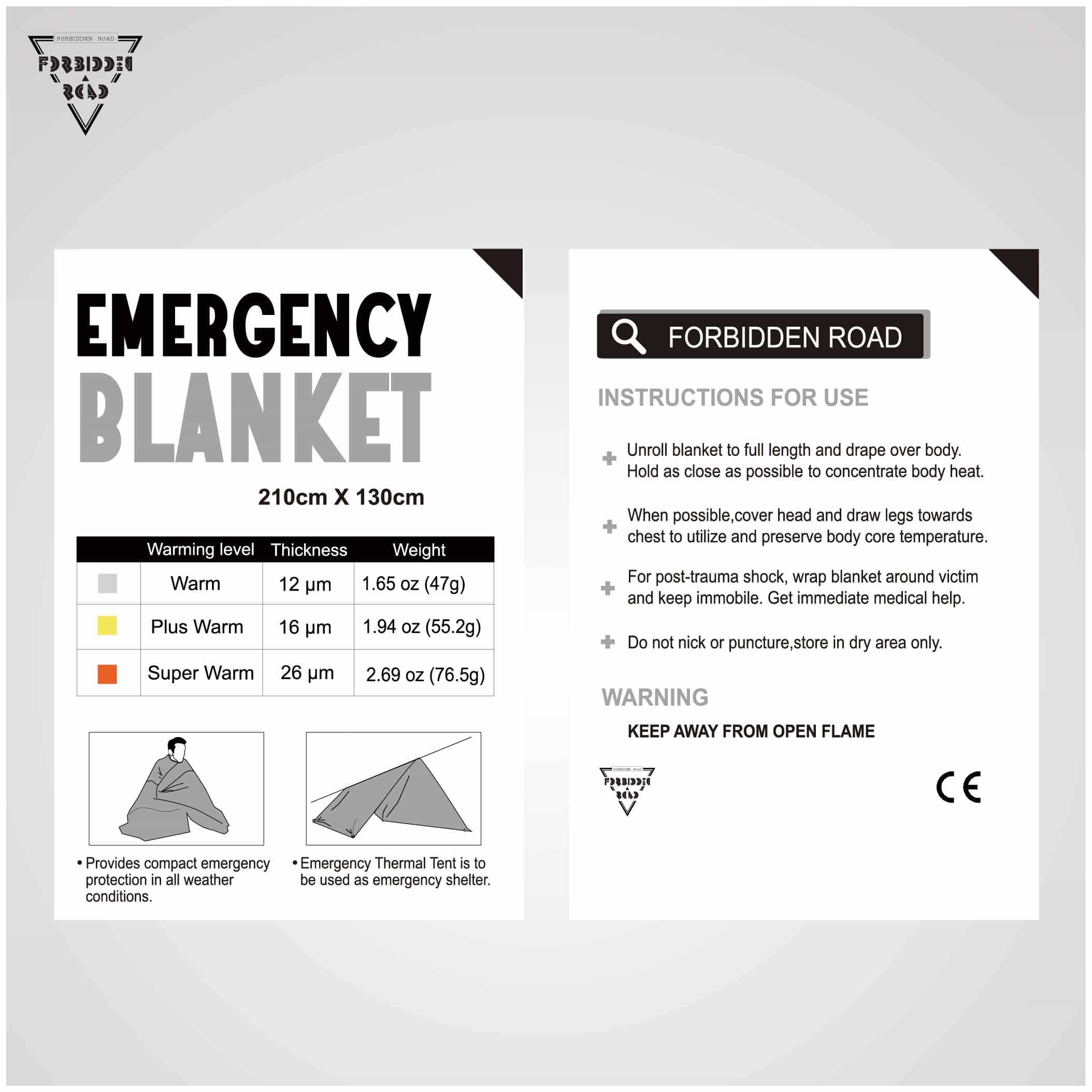 buy forbidden road emergency blanket 3 types first aid thermal